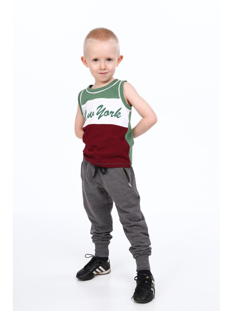 Green boys\' T-shirt with straps NDZ4442 - Online store - Boutique